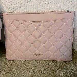 Blush pink quilted clutch